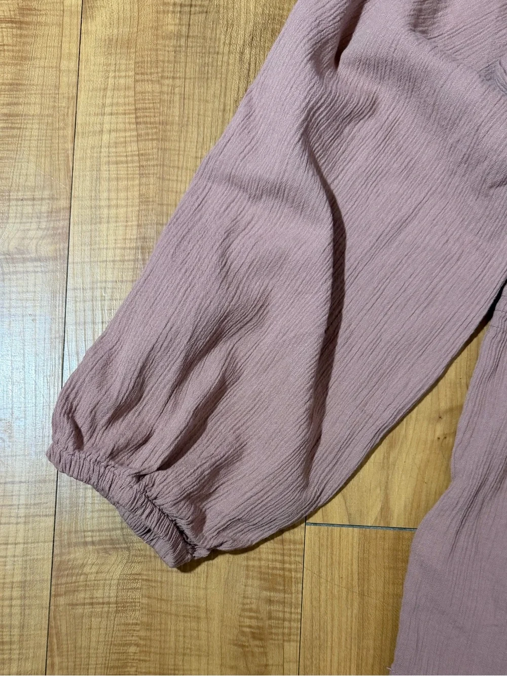 Madewell Smocked Square Neck Puff Sleeve Peplum Top in Dusty Rose